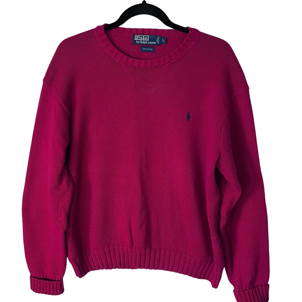 Polo‎ Ralph Lauren Men's Red Cotton Crew Neck Long Sleeve Sweater Size L